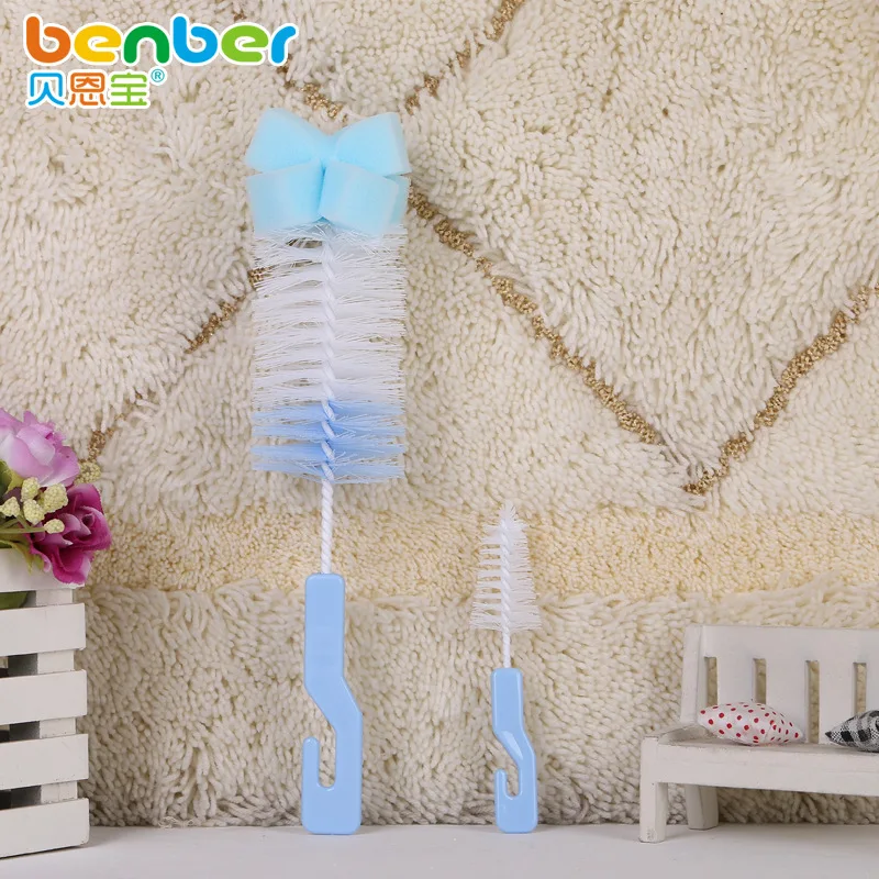 

New 2-in-1 Sponge Head Feeding Bottle Brush Teat Brush Two-Piece Set Feeding Bottle Glass Cleaning Sets
