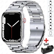 

Stainless Steel strap for Apple Watch band 44mm 40mm 42mm/38mm correa luxury Metal Bracelet iWatch series 3 4 5 6 se 7 45mm 41mm