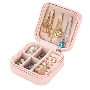 

Mini Portable Jewelry Ring Bracelet Organizer Display Box Cabinet Organizer Case Travel Storage Zipper Jewelry Organizer Box