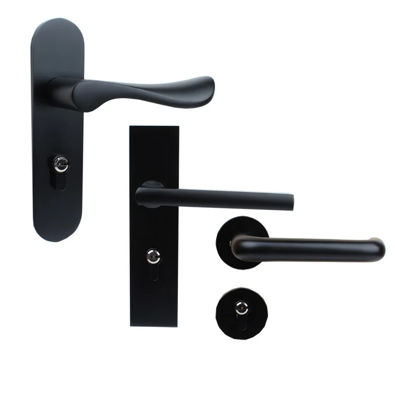 Universal aluminium interior door lock Set Black cylinder security