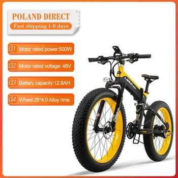 

[EU Direct] Lankeleisi Folding Electric bicycle 26 Inch 48V 500W Foldable Electric Bike Waterproof 4.0 Fat Tire Max speed 40km/h