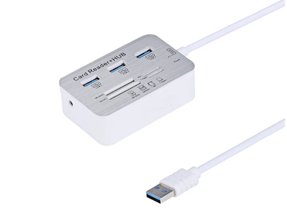 Алюминиевый Портативный USB 3,0 3 порта концентратор с MS SD M2 TF Multi-In-1 кард-ридер для всех в одном ПК Компьютерные аксессуары