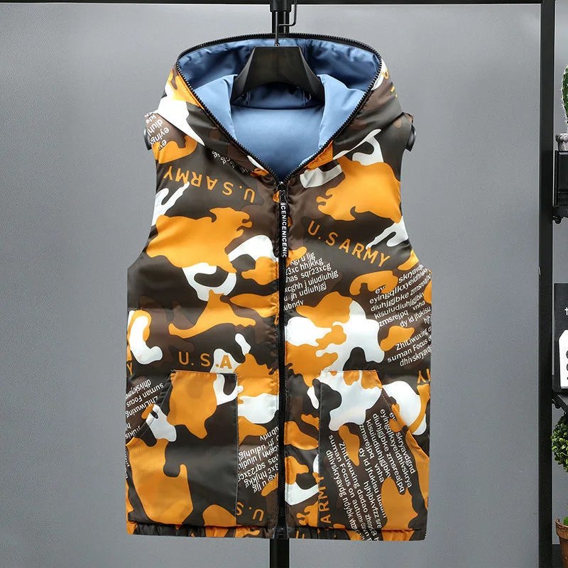 Parent-Child Matching Camouflage Child Waistcoat Girls Boys Reversible Vest Cotton Kids Jacket Children Outerwear 105-185cm Children Vest