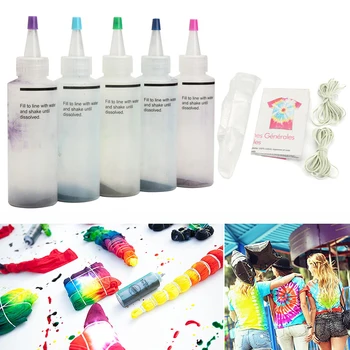 

5 Colors/set Colorful One Step Tie Dyes Kit DIY Fabric Textile Paint Dyes Cold Water for Fabric Textile Craft Arts Clothes