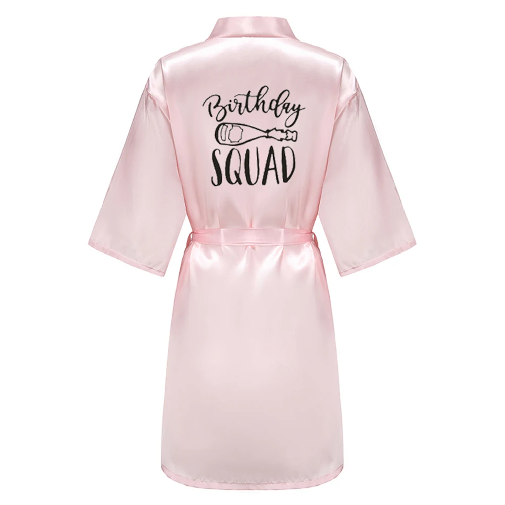 Birthday Queen&Squad Party Robe Satin Women Princess Favor Ladies Dressing Gift kimono women sleepwear silk robe