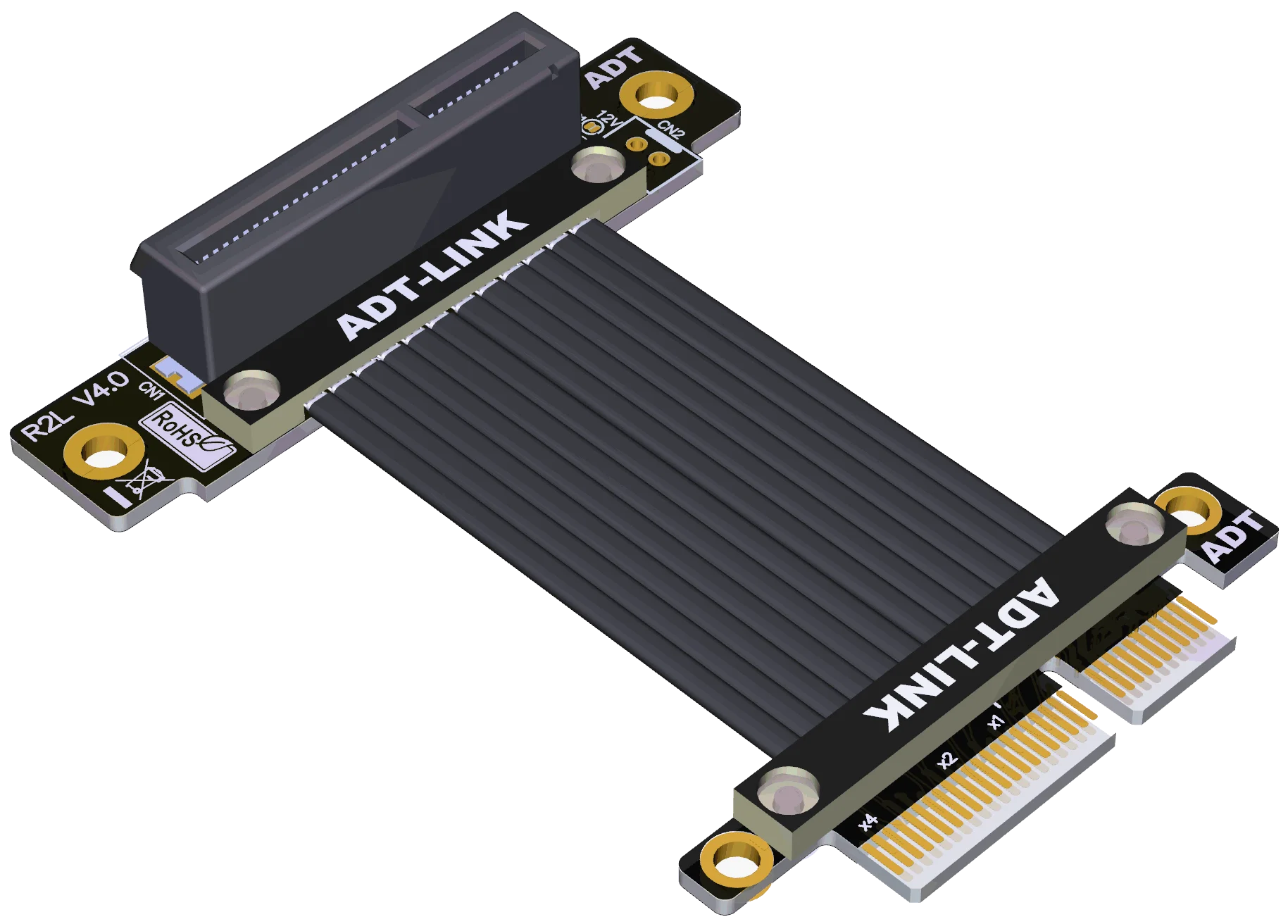 Pcie 4.0 x4 Adt-link Pci Express 4.0 x4 Cabo de Extensão Vertical 90 Graus R2sl 4.0 Cabos de computador e conectores - Imagem 2