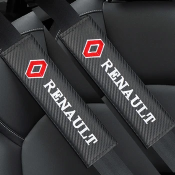 

2pcs/set Carbon fiber Seat belt Shoulder Pads covers emblems for Renault koleos duster megane 2 logan renault clio Car-styling