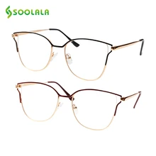 SOOLALA Металл кошачий глаз очки оправа для женщин сплав прозрачные линзы компьютерные очки Рецептурные очки оправы для оптики