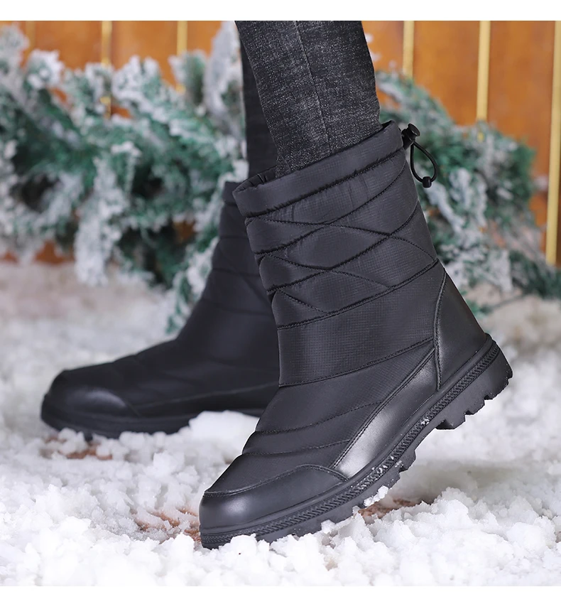 Winter men's leather large size outdoor cotton shoes plus fertilizer to increase tarpaulin high to help cotton to keep warm
