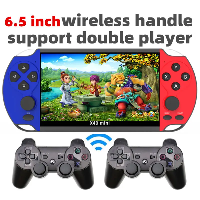 CZT 6.5-inch Colorful wireless double player game console built-in 9100 games  arcade/neogeo/gbc/snes/fc/md multi-emulator mp4