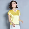 Korean Silk Women Blouse Shirt Women Silk V Neck Blouse Tops Woman Solid Satin Blouses Top Plus Size Blusas Femininas Elegante 4
