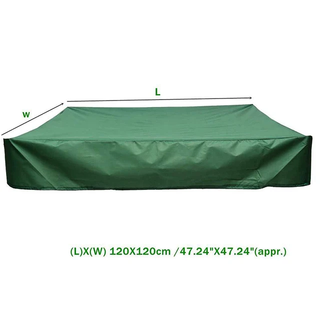 Homokozó Burkolat, Négyzet Alakú Porálló Burkolat Húzózsinórral, Vízálló Medence Burkolatával, Zöld, 120 X Cm - Image 2