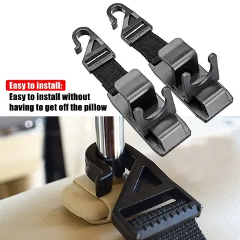 

2pcs Auto Car Seat Headrest Coat Hook Purse Bag Hanger Hanging Organizer Holder For Wallet Phone Pocket Accessories