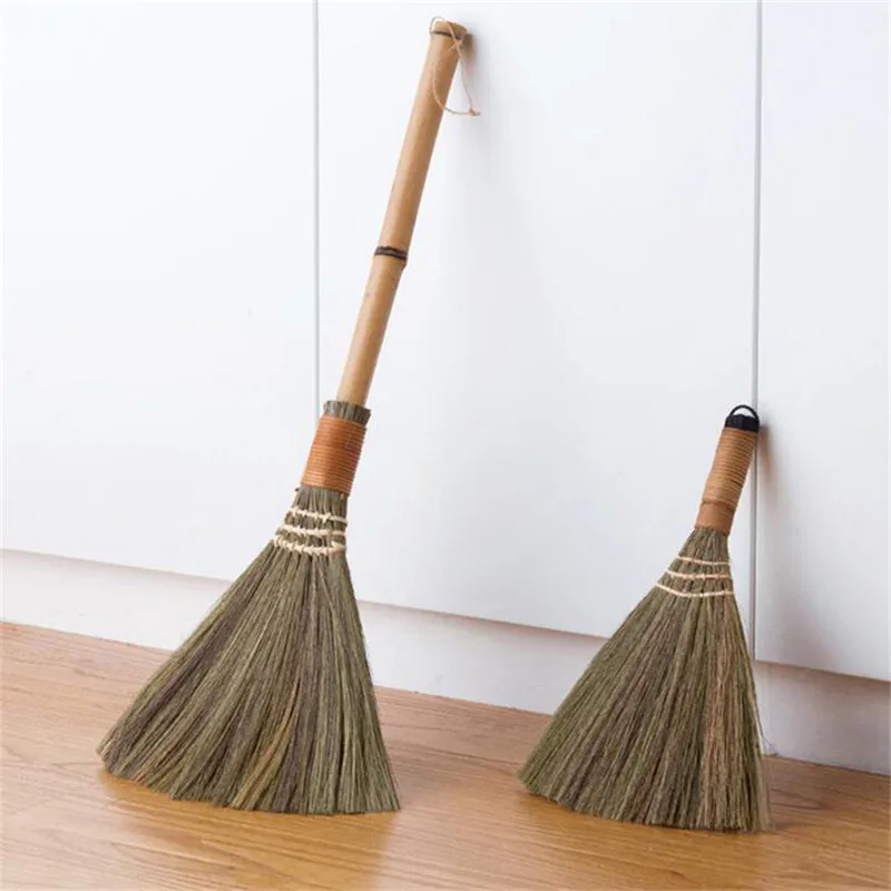 Japanes Style Floor Sweeping Broom Handmade Straw Eco Dust Duster Long Short Handle Soft Hair Fur Cleaning Sweeper Brushes | Дом и сад