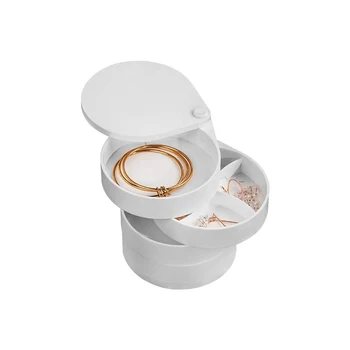 

4 Layers Rotatable Jewelry Boxs Dust-proof Makeup Container Case Earring Necklace Storage Organizer Girls Birthday Gift