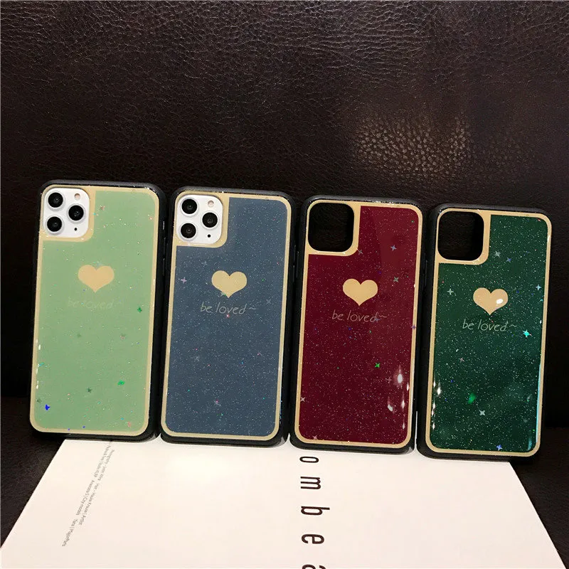 

Heart Pattern Phone Cases Anti-knock Soft Shell For iPhone 11 ProMax Xsmax XR XS X 8 7 6 6S P Glitter Protection Back Cover Capa