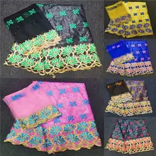 HL! белый цвет вышивка Базен riche с тюлем кружевная ткань африканская ткань Базен для женщин платье! J101326