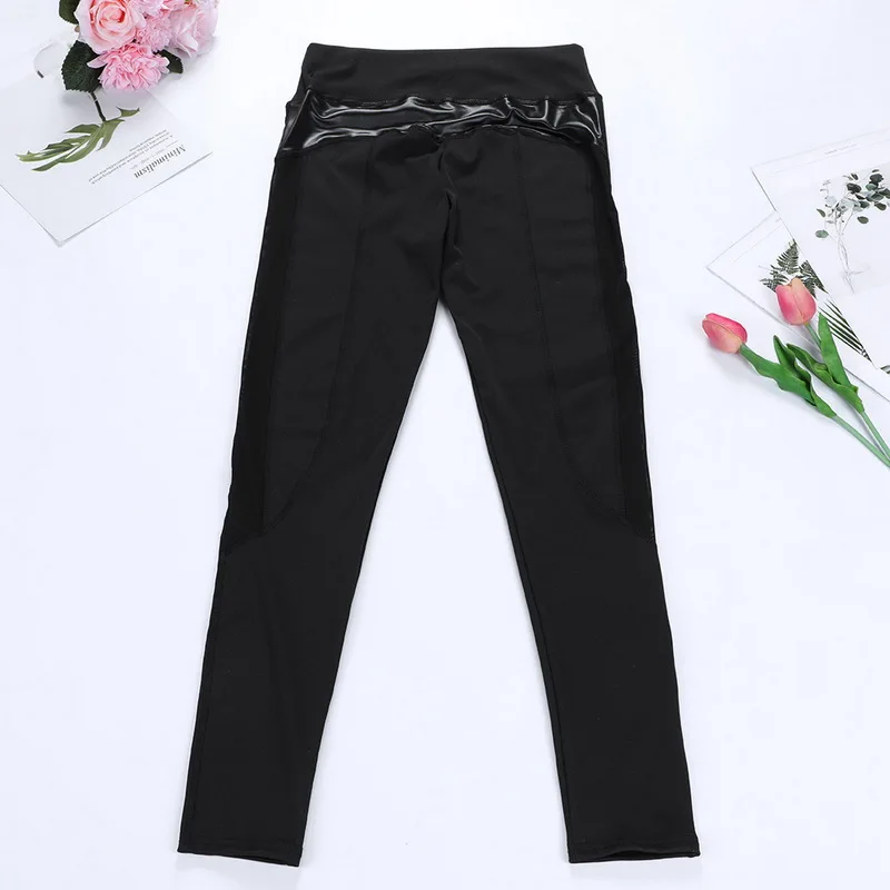 Женские сетчатые кожаные леггинсы для фитнеса, тренировки, пэчворк, бега, Стрейчевые Новые леггинсы, спортивные, с сердечком, для тренировок, кожаные штаны, легинсы