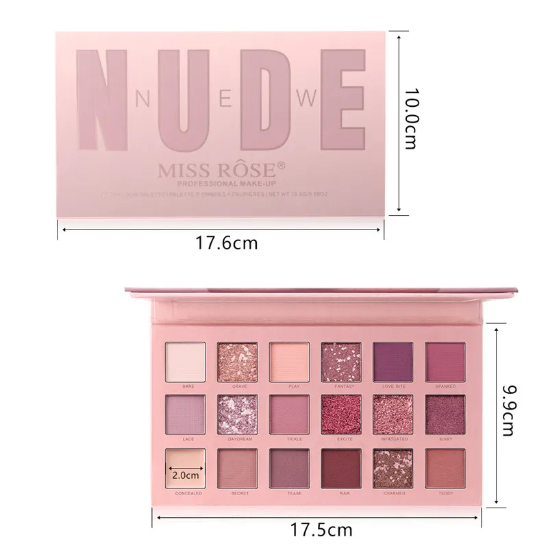 Miss Rose тени для век Pallete 18 цветов красочный мерцающий матовый перламутровый телесный водонепроницаемый профессиональный Палитра теней для век тени для век