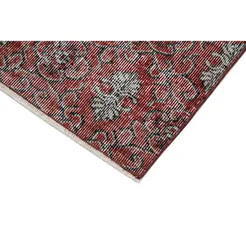 

90x296 Cm Red Handmade Overdyed Runner Rug-3x10 Ft