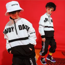 Детская одежда в стиле хип-хоп; свободный свитер; куртка; топ; пуловер; повседневные штаны для бега для девочек и мальчиков; костюм для