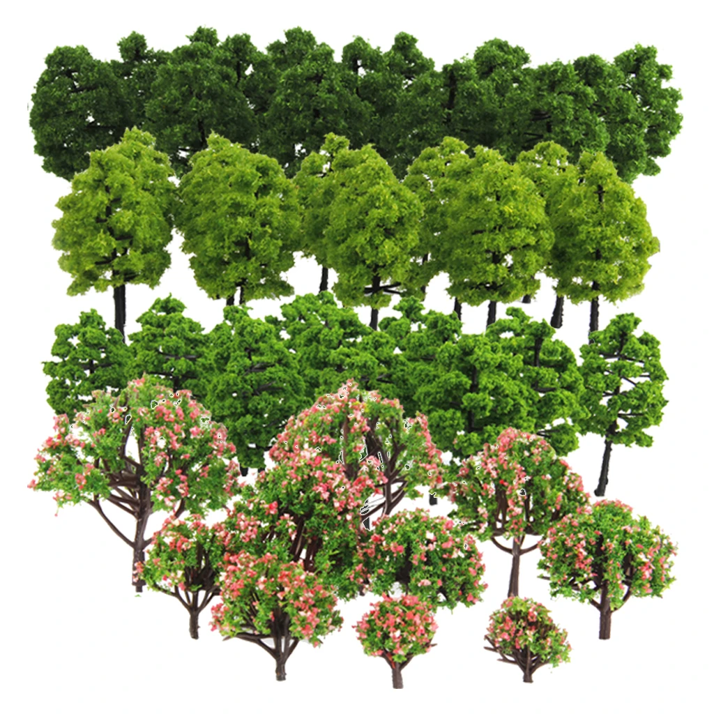 Pack of 70pcs Model Trees 1:75-1:500 Scale Building Park Landscape Scenery 