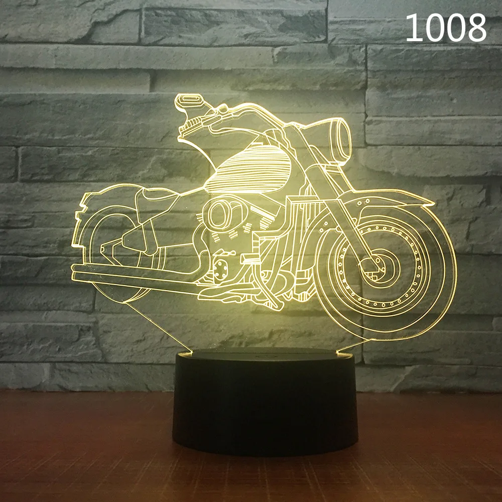 Мотоцикл Велосипед Мотоцикл 3D светодиодный ночник акриловая лазерная Иллюзия 7/16 цветов Пульт дистанционного управления дети друзья подарок игрушки 1 шт. Прямая