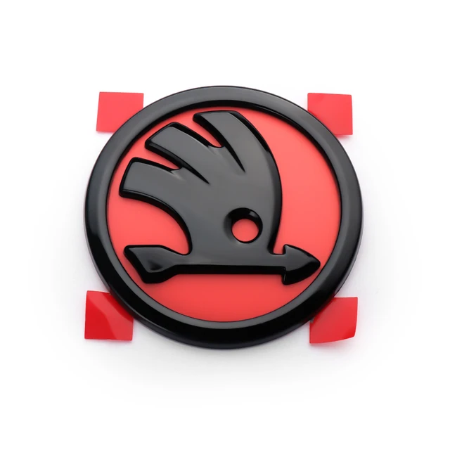 80/90mm Car Emblem ABS Front Hood Bonnet Rear Trunk Decor Sticker For Skoda Yeti Fabia Octavia 3 2 Kodiaq Karoq Rapid Yeti A5 A7 red-90mm