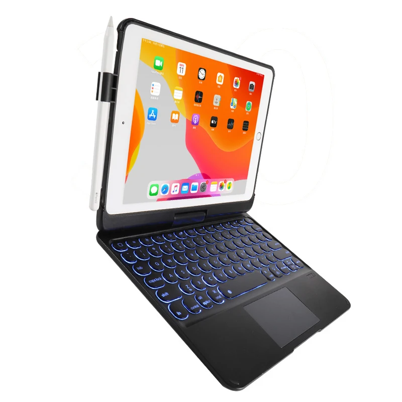 

[NEW] 4.0 bluetooth keyboard case with mouse touchpad for new iPad 9.7", 360 rotation + 7 colors backlight + Round keys design