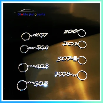 

Car Keyrings For Peugeot Logo 206 207 307 301 308 408 3008 508 Keychain 4x4 4WD Keyring Car Styling Alloy Key Ring Keyrings