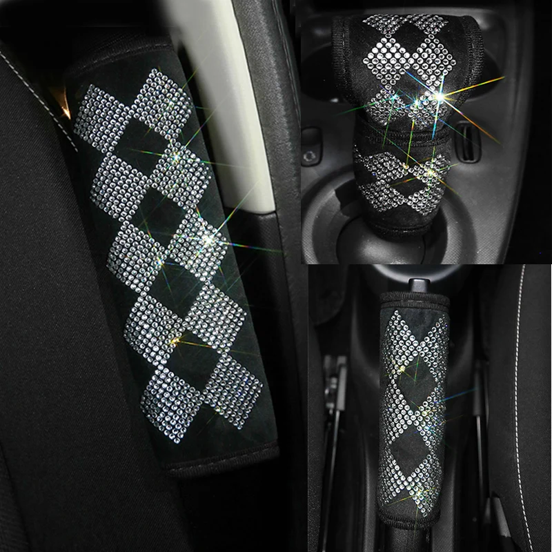 rhombus-car-interior-accessories-Rhinestone-Car-Seat-Belt-Cover-Diamond-Shoulder-Pad-Diamond-Bling-automobile-Women-1