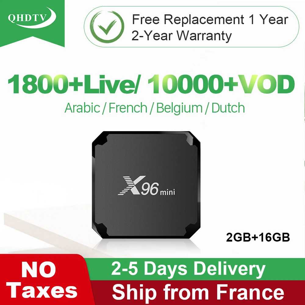 X96 Mini IPTV France Arabic Box Android 7.1 2GB 16GB Amlogic S905W Quad Core with QHDTV 1 year Subscription France Arabic IPTV