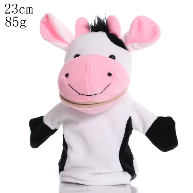 1pcs 25cm Hand Puppet Cow Animal Plush Toys Baby Educational Hand Puppets Story Pretend Playing Dolls for Kids Children Gifts 1