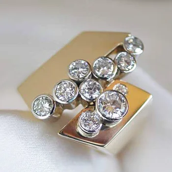 

Huitan New Arrival Hyperbole Design Women Ring Punk Hiphop Cool Party Gorgeous Gold Color Shine Zircon Stone Female Ring Jewelry