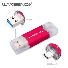 WANSENDA USB 3,0 TYPE-C USB флеш-накопители 512 ГБ 256 ГБ 128 Гб 64 ГБ 32 ГБ 16 ГБ флеш-накопитель для Android/PC Внешний накопитель