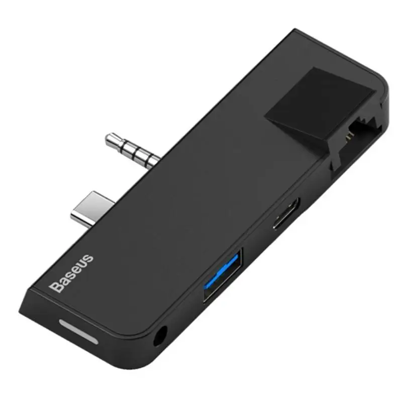 Baseus USB3.0 концентратор для поверхности Go type-C аудио к RJ45 Сплиттер USB3.0-A type-C аудио адаптер для microsoft Surface