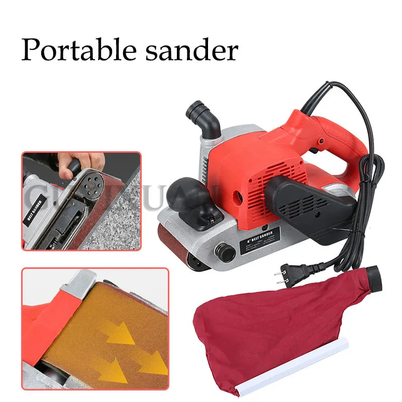 220V/1380W Household electric sander Small portable sander Commercial dust free belt machine