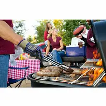 Новая поверхность термообработка двухслойная высокая термостойкость двухсторонняя силиконовая печь перчатки барбекю анти-ожоги перчатки