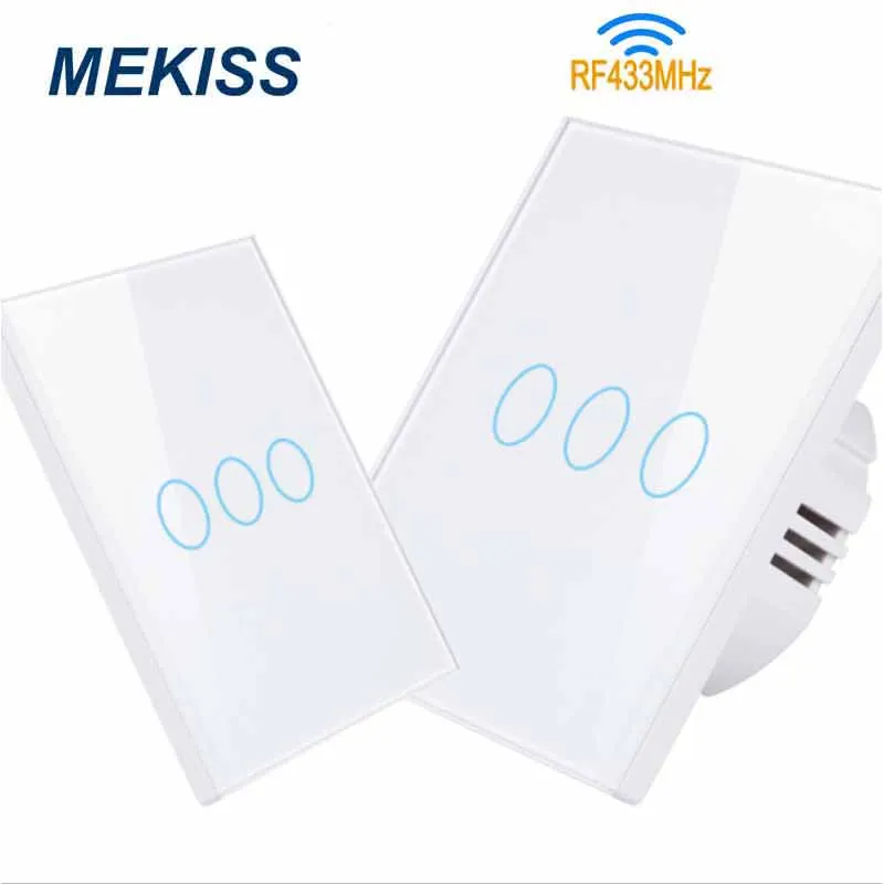 

Touch switch RF wireless remote control EU standard 3gang Single FireWire Light Switch Interrupter