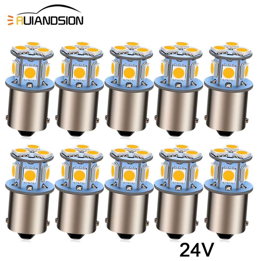 10 шт. теплый белый товар для автомобиля 1156 BA15S P21W 1157 BAY15D P21/5W BAU15S PY21W 4300K DC24V фонарь