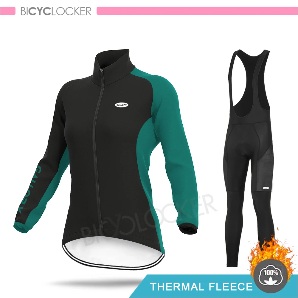 Bib Cycling Set Женская зимняя велосипедная Одежда MTB Женская куртка с длинным рукавом Джерси комплект велосипедная одежда Ropa Ciclismo Pro велосипедная одежда команды - Цвет: Bib Cycling Set