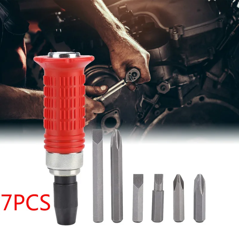 

New 7Pcs Impact Screwdriver Bits Set Handle Heavy Duty Hand Driver Kit Damaged Screw Extractor Tools Set Professional Hand Tools