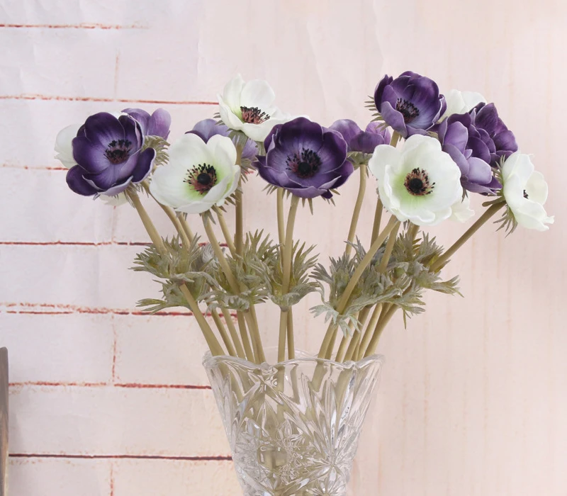 JAROWN Real Touch Artificial PU Anemone Flowers Silk Flores Artificiales Wedding Holding Fake Flowers Home Garden Decorative Wreath (59)