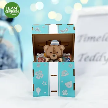 

TEAMGREEN Creative Rotatable Little Bear DIY 3D Puzzle Box Wooden Music Box Puzzle Game Assembly Toy Gift for Children Adult