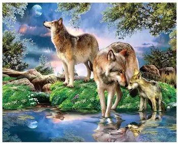

scenery diamond mosaic painting wolf rhinestone embroidery animals diamond art drawing picture puzzle bear wall paper home decor
