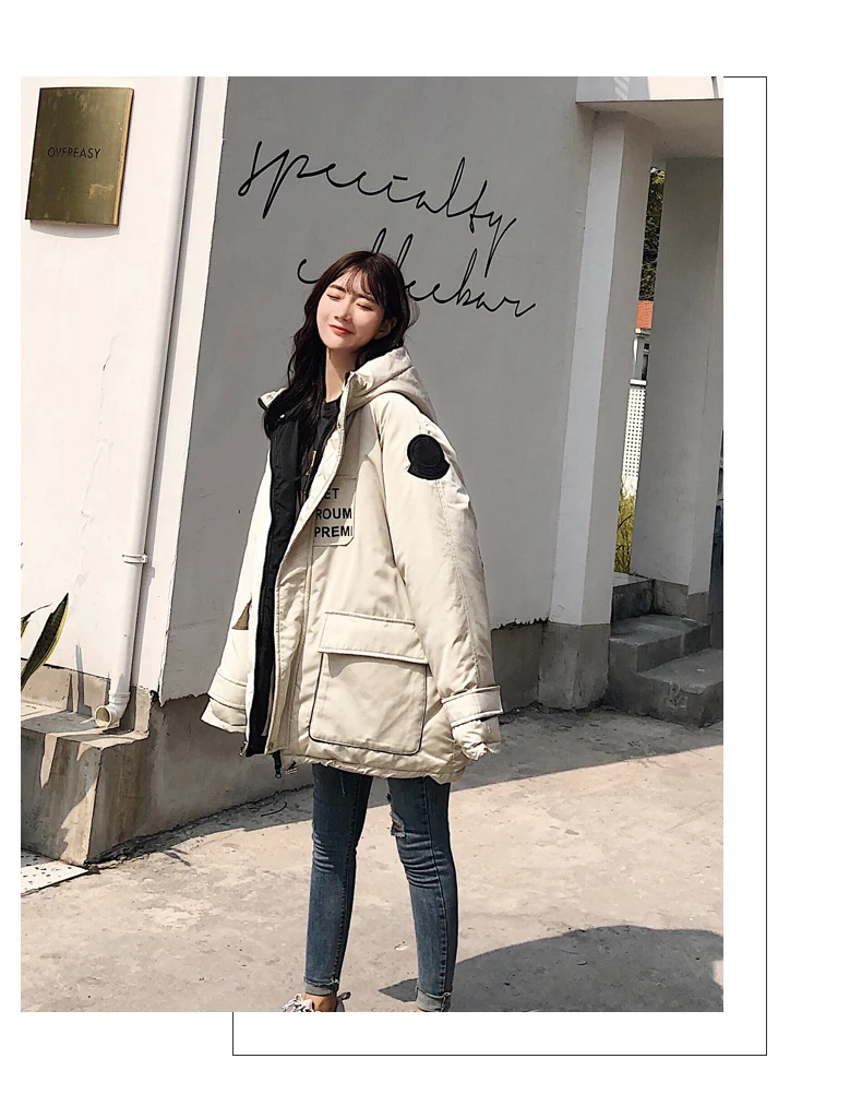 Women Winter Jackets Coat Thick Warm Hooded Jacket Casual Solid Outwear Cotton-padded Loose Short Oversize Tide Female