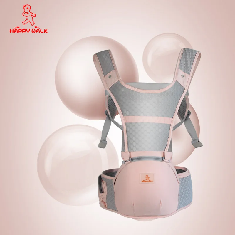 Happywalk Baby Carrier Хипсит(пояс для ношения ребенка) мягкое сиденье материал для здоровья эргономичная Сумка-кенгуру для ребенка четыре сезона - Цвет: Pink