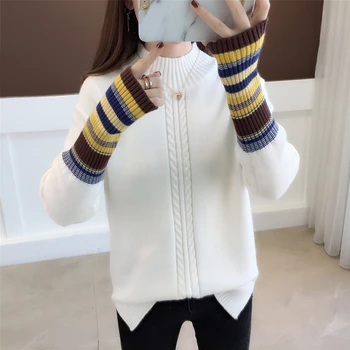 

5025-w zone 13] vertical stripes raglan sleeves half high collar sleeve 49