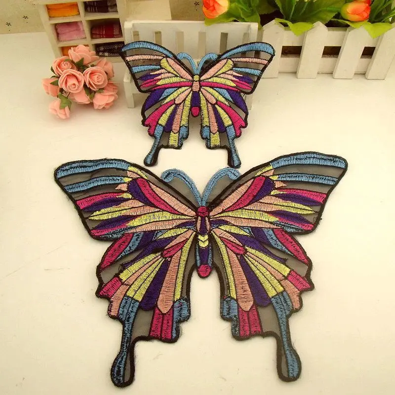 Большие вышитые нашивки в виде бабочек для одежды Большой значок наклейки
