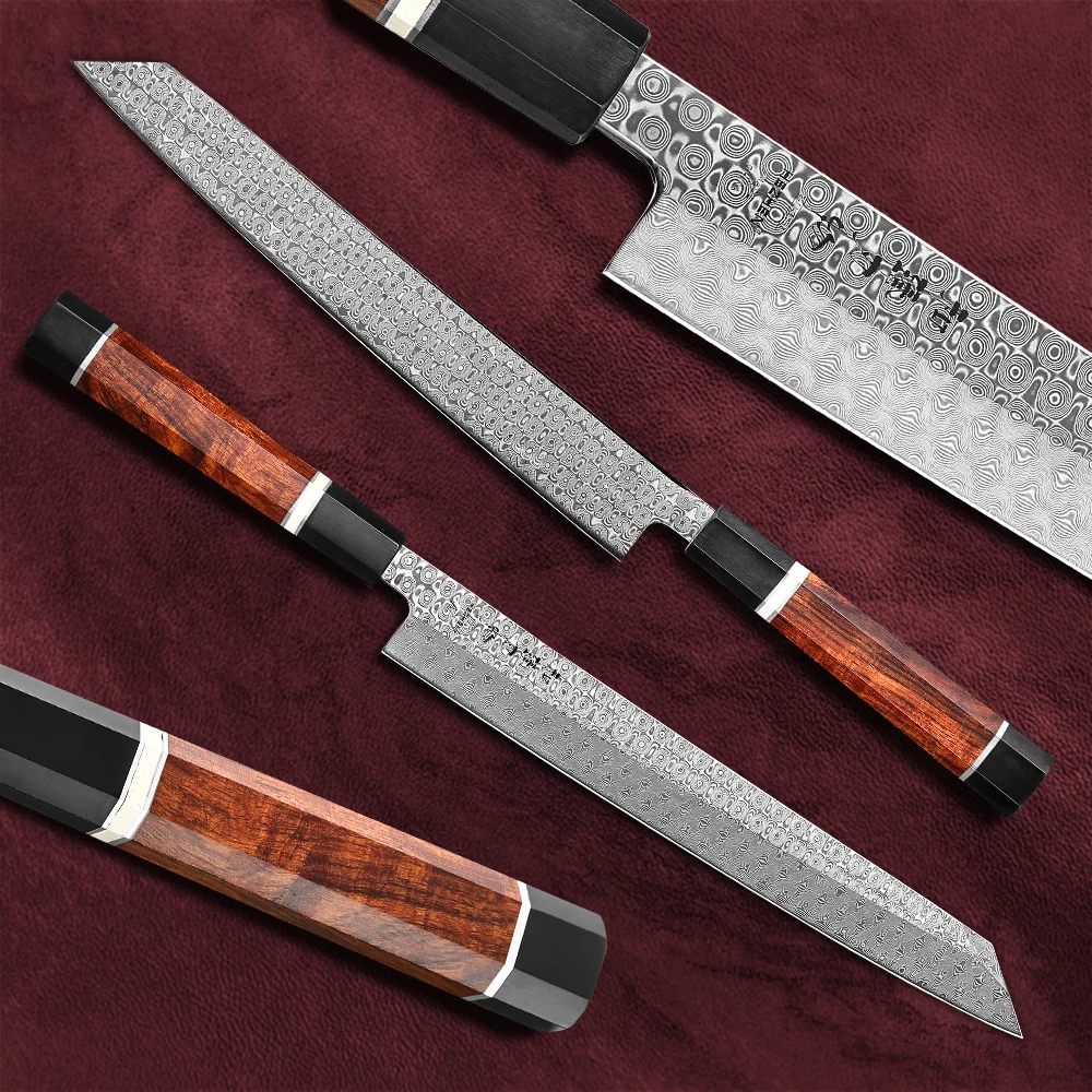 HEZHEN 270 мм Bunka нож бритва острый нарезки 110 слоев Дамасская сталь суши сашими